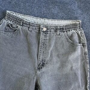 Vintage Lee Jeans Womens 32x26 Gray High Rise Tapered Denim Elastic Waist